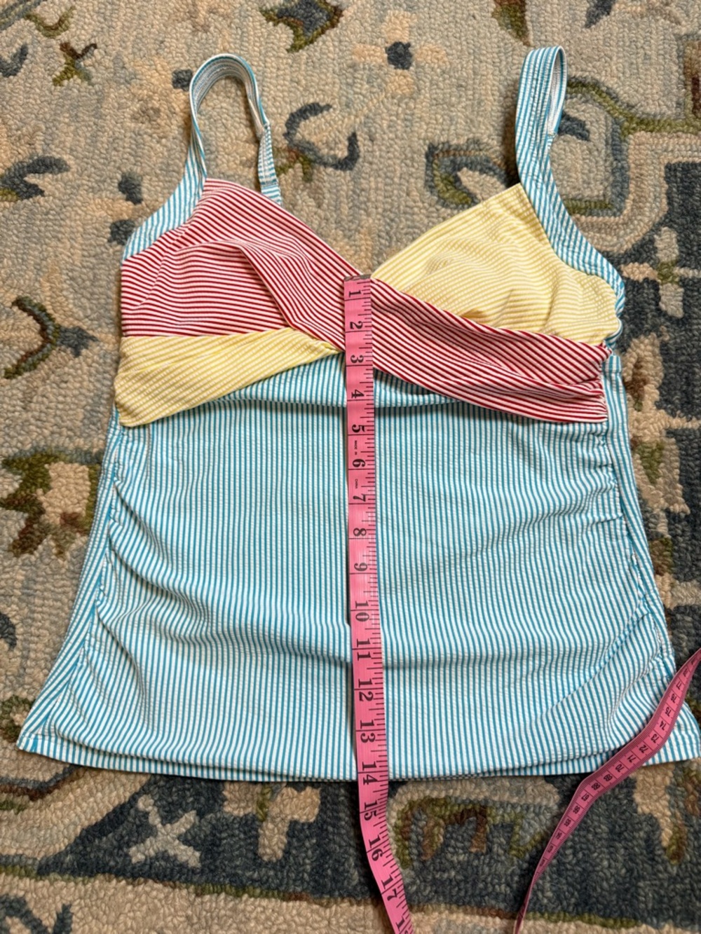 Lands' End Seersucker Women’s Tankini Top Size 8 Colorblock Nautical Underwire - Picture 5 of 10
